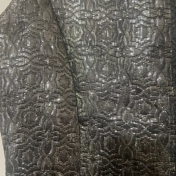 R&M Richards LIKE NEW metallic black/silver split neck sleeveless dress 12 - Picture 2 of 6